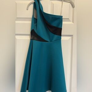 Elegant Teal and Black Women's Dress